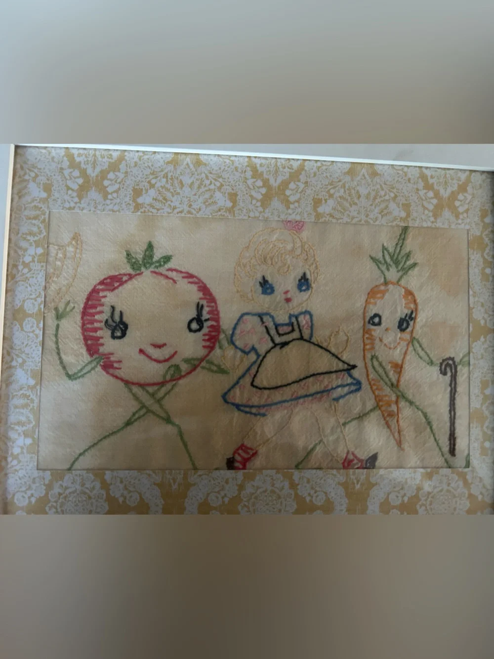 6 Vintage needlepoint framed kitchen prints